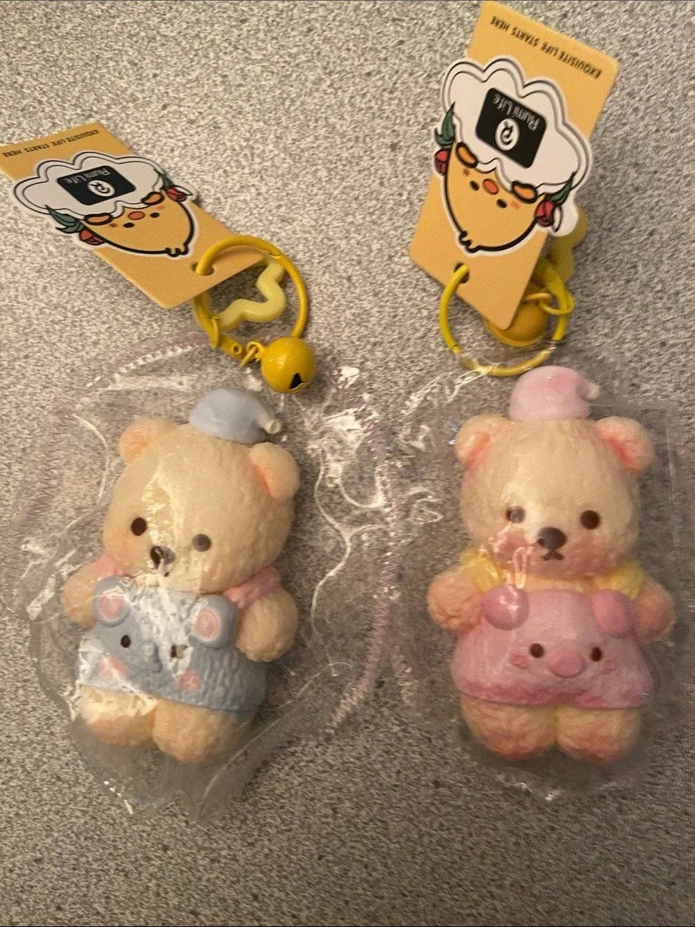 Adorable Bear Keychain Pair - Pastel Blue & Pink